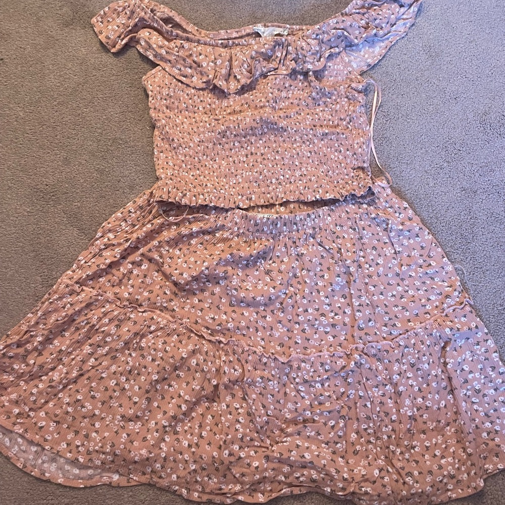 Pink Rose matching top with skirt